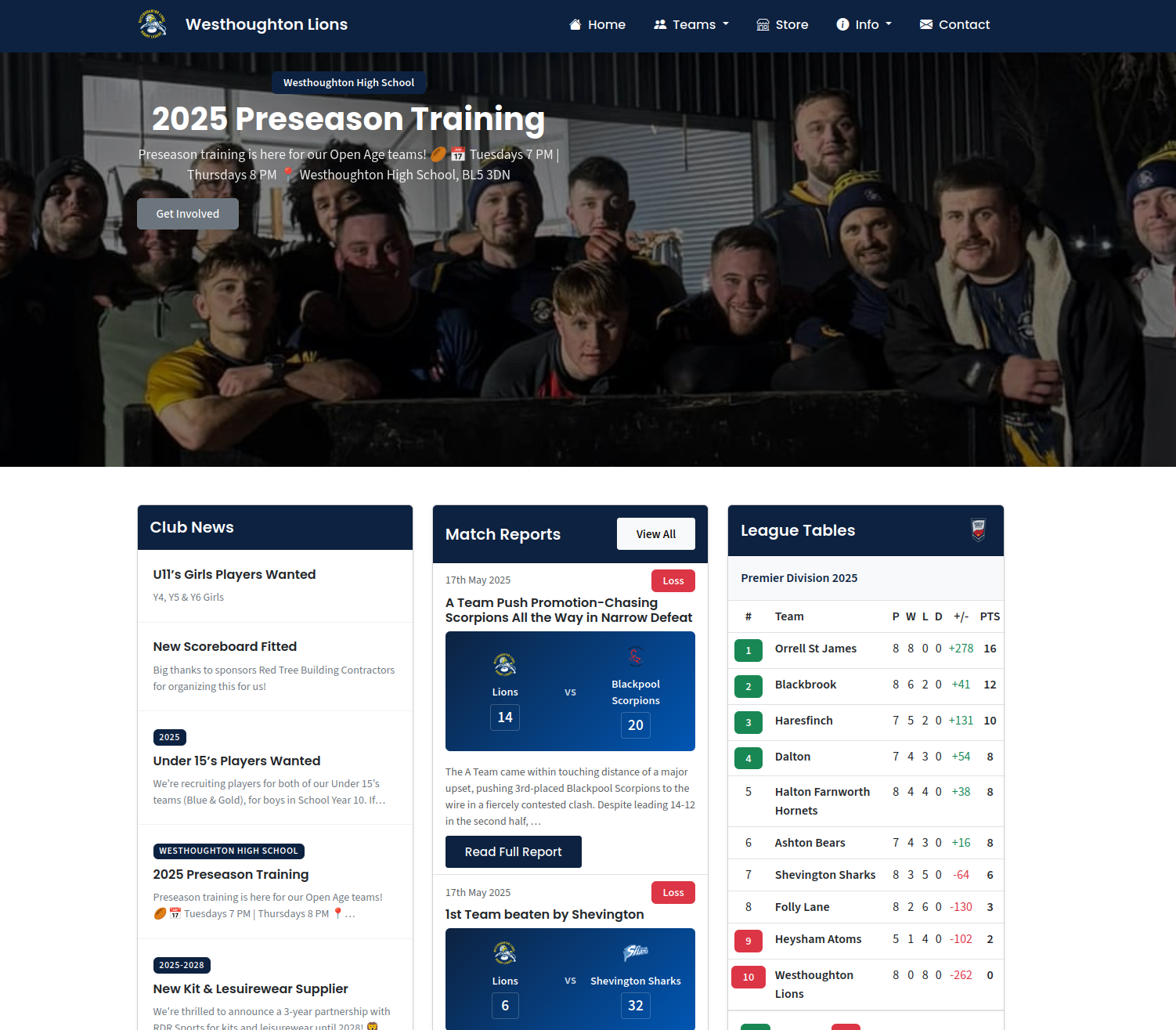 Rugby League Club Website
